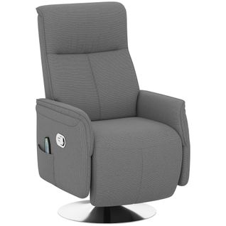 Fauteuil Relax Massant Inclinable Pivotant Réglable Acier Chromé Tissu Gris
