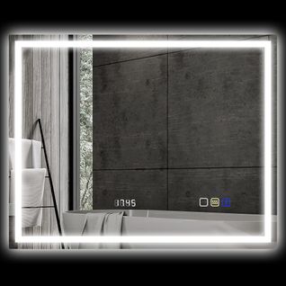 Miroir Lumineux LED 100 X 80 Cm Bluetooth Interrupteur Tactile Lumière Réglable