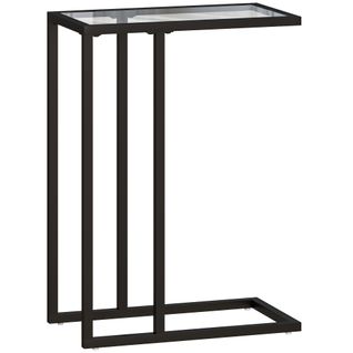 Bout De Canapé Design Table De Lit Acier Noir Plateau Verre