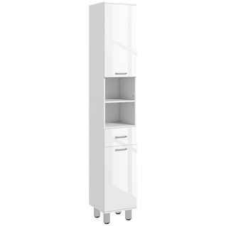 Colonne Salle De Bain H.180cm Façade Blanc Laqué Multi-rangement