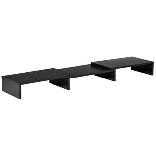 Support Moniteur Réhausseur D'écran Extensible Réglable Orientable Effet Bois Noir