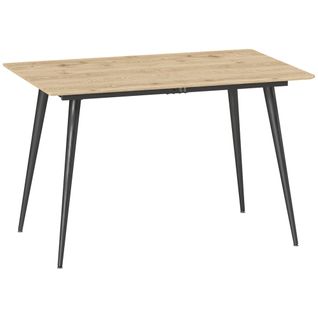 Table à Manger Extensible 120-160 Cm 6-8 Personnes Acier Noir Effet Bois
