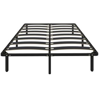 Sommier à Lattes Avec Pieds 160 X 200 Cm - Sommier Sur Pieds - Métal Bois Noir