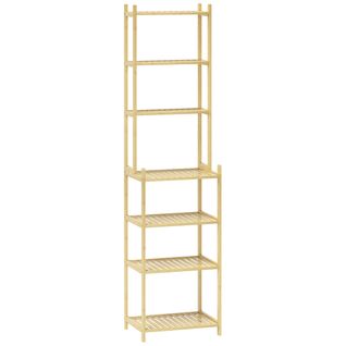 Étagère Salle De Bain 7 Niveaux Étagères à Lattes Bois Bambou Verni