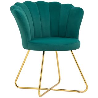 Fauteuil Design Coquillage Piètement Acier Doré Velours