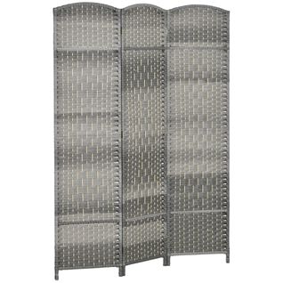Paravent Intérieur 3 Panneaux Pliables En Bois Style Bohème Tissé