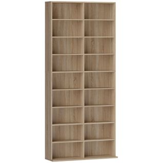 Étagère Pour Cd Et Dvd - 18 Compartiments, 14 Étagères Réglables - 78,5x24x175cm