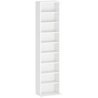 Étagère Pour Cd Et Dvd - 9 Compartiments, 6 Étagères Réglables - 33x24x140cm