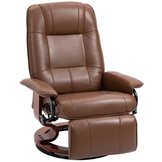 Fauteuil Relax Inclinable Repose-pied Réglable Pivotant 360° Bois Synthétique