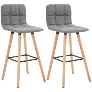 Lot De 2 Tabourets De Bar Style Scandinave Effet Capitonné Gris