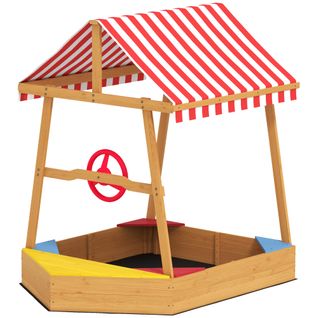 Bac à Sable En Bois Design Bateau Enfant Avec Store Bois Pré-huilé