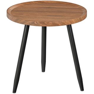 Table Basse Gigogne Design Piètement Effilé Métal Noir Effet Bois De Noyer