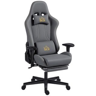 Chaise De Bureau Gaming Ergonomique Réglable Inclinable Avec Coussins Gris