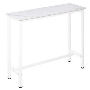 Table De Bar Acier Aspect Marbre Blanc