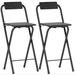 Lot De 2 Tabourets De Bar Pliants Avec Dossier Et Repose-pieds