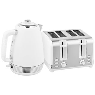 Ensemble Bouilloire Et Grille-pain Vintage Blanc Acier Inox