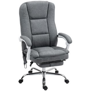 Fauteuil De Bureau Massant Chauffant Inclinable Repose-pieds Gris