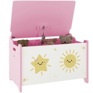 Coffre à Jouets Dim. 60l X 37l X 39h Cm Vérin Pneumatique Rose