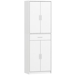 Armoire De Cuisine - 4 Portes, 2 Étagères, Tiroir - Effet Bois Blanc