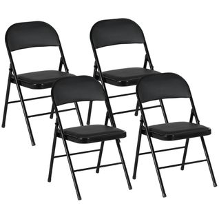 Lot De 4 Chaises Pliantes Assise Dossier Rembourrés Acier Synthétique