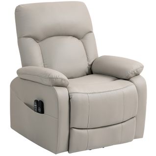 Fauteuil Releveur Électrique Massant Chauffant Inclinable Synthétique Gris Clair