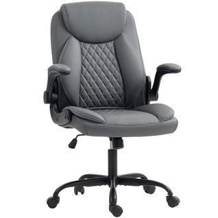 Chaise De Bureau Design Chesterfield Accoudoirs Relevables Gris Foncé