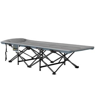 Lit De Camp Pliable Matelassé Grand Confort Tétière Intégré Gris