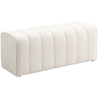 Bout De Lit Banquette Design Courbes Arrondies Matelassées Toucher Lin Crème