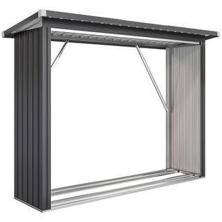 Abri Bûches Range Bûches Avec Toit - Dim. 213x66,5x150cm - Acier Ondulé Anthracite