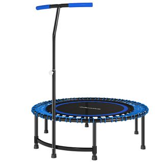 Trampoline Fitness 114cm Guidon Réglable Max. 150kg Noir Bleu