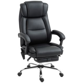 Fauteuil De Bureau Design Massant Chauffant Inclinable Repose-pieds Rétractable Synthétique Noir