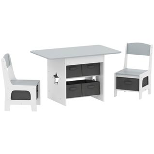 Ensemble Table Et Chaises Enfant Design Étoile Gris Clair Blanc 6 Tiroirs