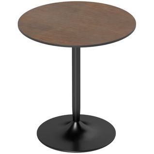 Table De Salle à Manger Ronde 2 Personnes Dia.70 Cm Acier Noir Effet Bois Noyer