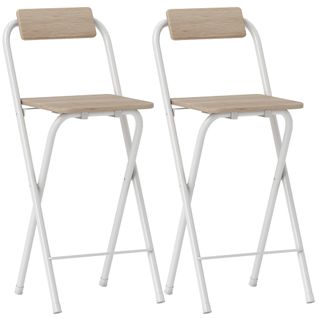 Lot De 2 Tabourets De Bar Pliants Avec Dossier Et Repose-pieds