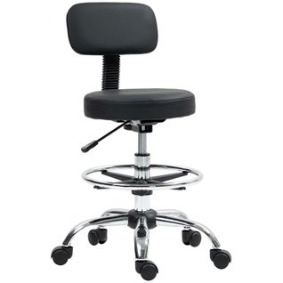 Tabouret Ergonomique Assise Haute Réglable 50-64cm Pivotant Avec Dossier