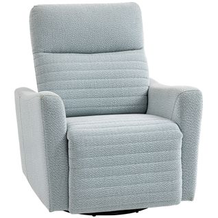 Fauteuil Relax Inclinable Pivotant Repose-pieds Intégré Lin Gris Bleuté