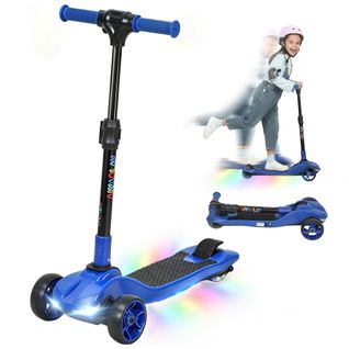 Trottinette Électrique Enfant Pliable 3 Roues 8km/h Max LED Bleu