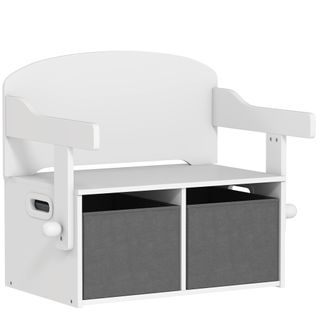 Banc Enfant Bureau Enfant Coffre à Jouets 3 En 1 Gris Blanc