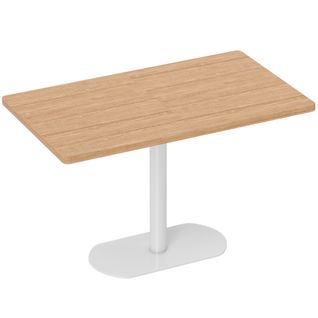 Table à Manger Design 6 Personnes Métal Blanc Plateau Effet Bois