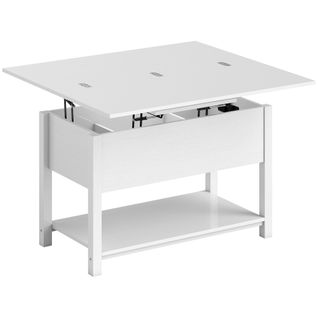 Table Basse Relevable Extensible Double Plateau Vérins Hydraulique Multi-rangement