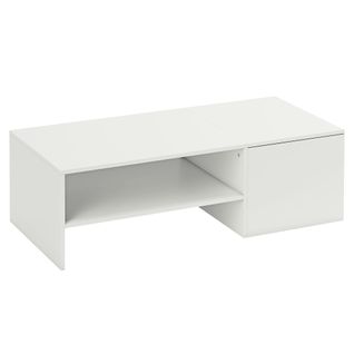Table Basse Rectangulaire Plateau Coulissant Coffre Étagère Blanc