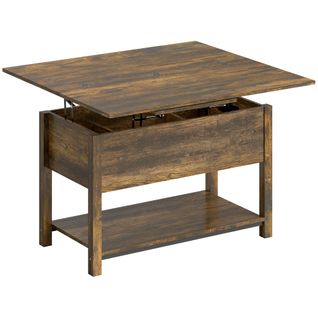 Table Basse Relevable Extensible Double Plateau Vérins Hydraulique Multi-rangement