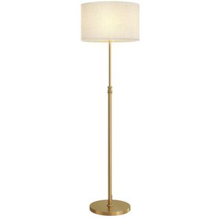 Lampadaire Style Néo-rétro Métal Doré Abat Jour Lin Beige H.133-168 Cm Réglable