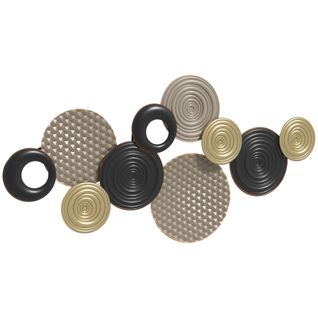 Décoration Murale Métal Doré Géométrique 10 Disques 100 X 50 Cm