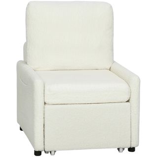 Fauteuil Convertible Design Bouclette Crème