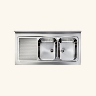 Évier Professionnel à Poser Inox Rossa 2 Bacs 1 Égouttoir à Gauche