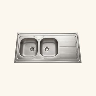 Évier Bandeau à Poser Inox Nino 2 Bacs 1 Égouttoir - 120 Cm