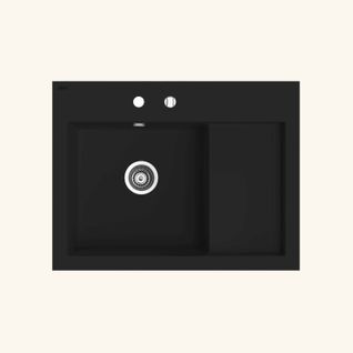Evier à Poser En Granit Noir Kümbad Bolto 1 Bac - Égouttoir Droite