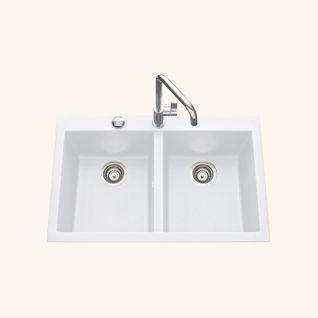 Évier Granit Blanc Luisina Quadrille 2 Bacs