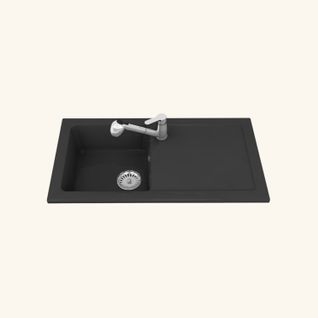 Evier Céramique Noir Mat Ewi Victoire 1 Bac 1 Égouttoir